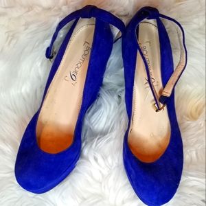 BOUTIQUE 9 royal blue suede wedges